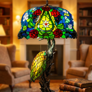 Vintage Tiffany Lamp, Handmade Desk Lamp, Floor Lamp, Stained Glass Lamp Shade, Victorian Home Decor, Gift for Mom, Handmade Home Decor