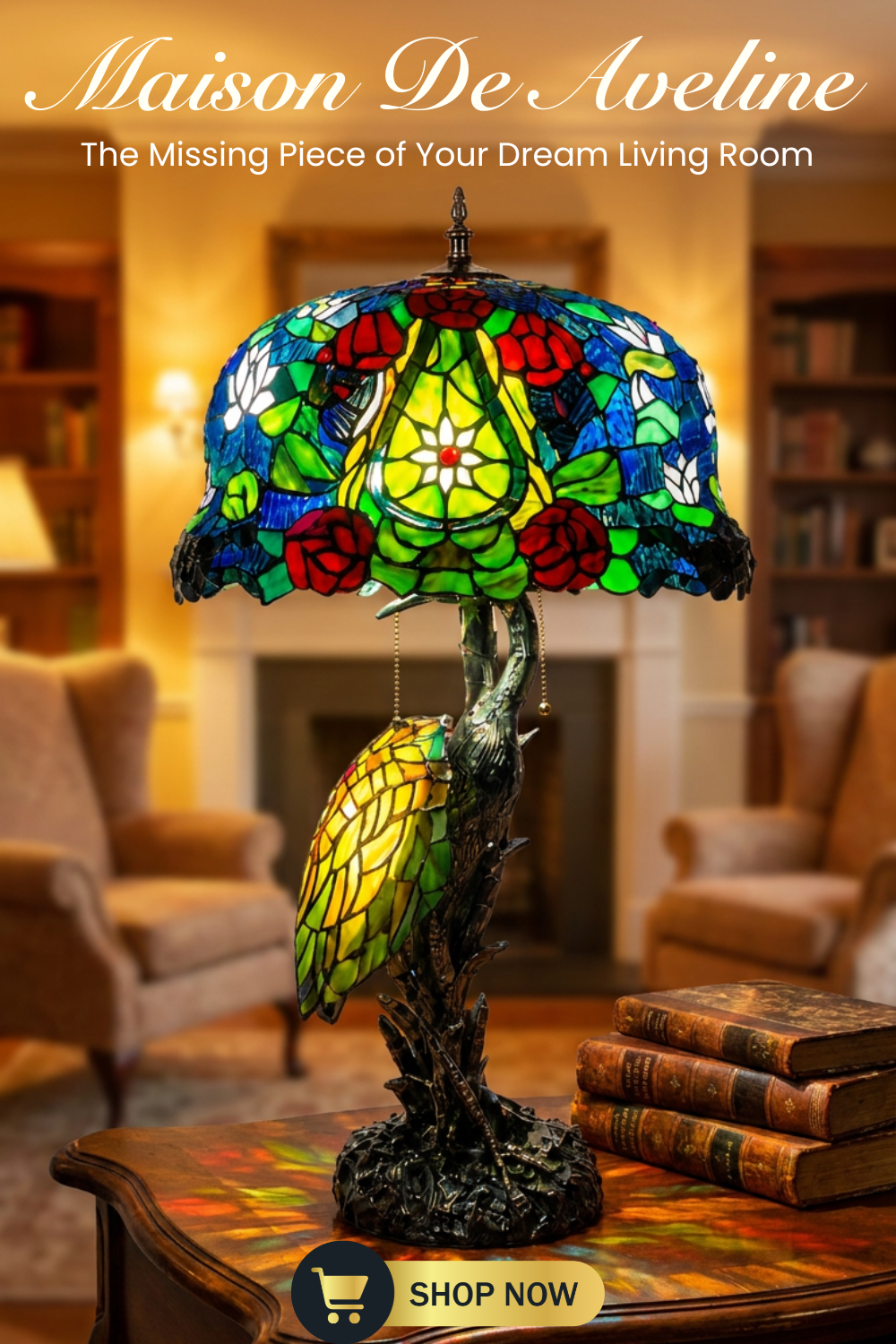 Vintage Tiffany Lamp, Handmade Desk Lamp, Floor Lamp, Stained Glass Lamp Shade, Victorian Home Decor, Gift for Mom, Handmade Home Decor