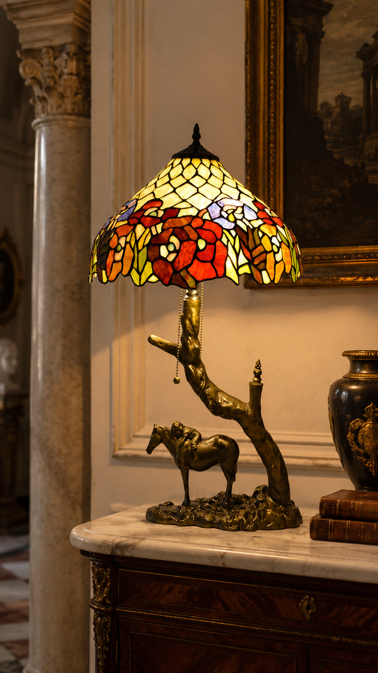 Vintage Tiffany Lamp, Handmade Desk Lamp, Floor Lamp, Stained Glass Lamp Shade, Victorian Home Decor, Gift for Mom, Handmade Home Decor