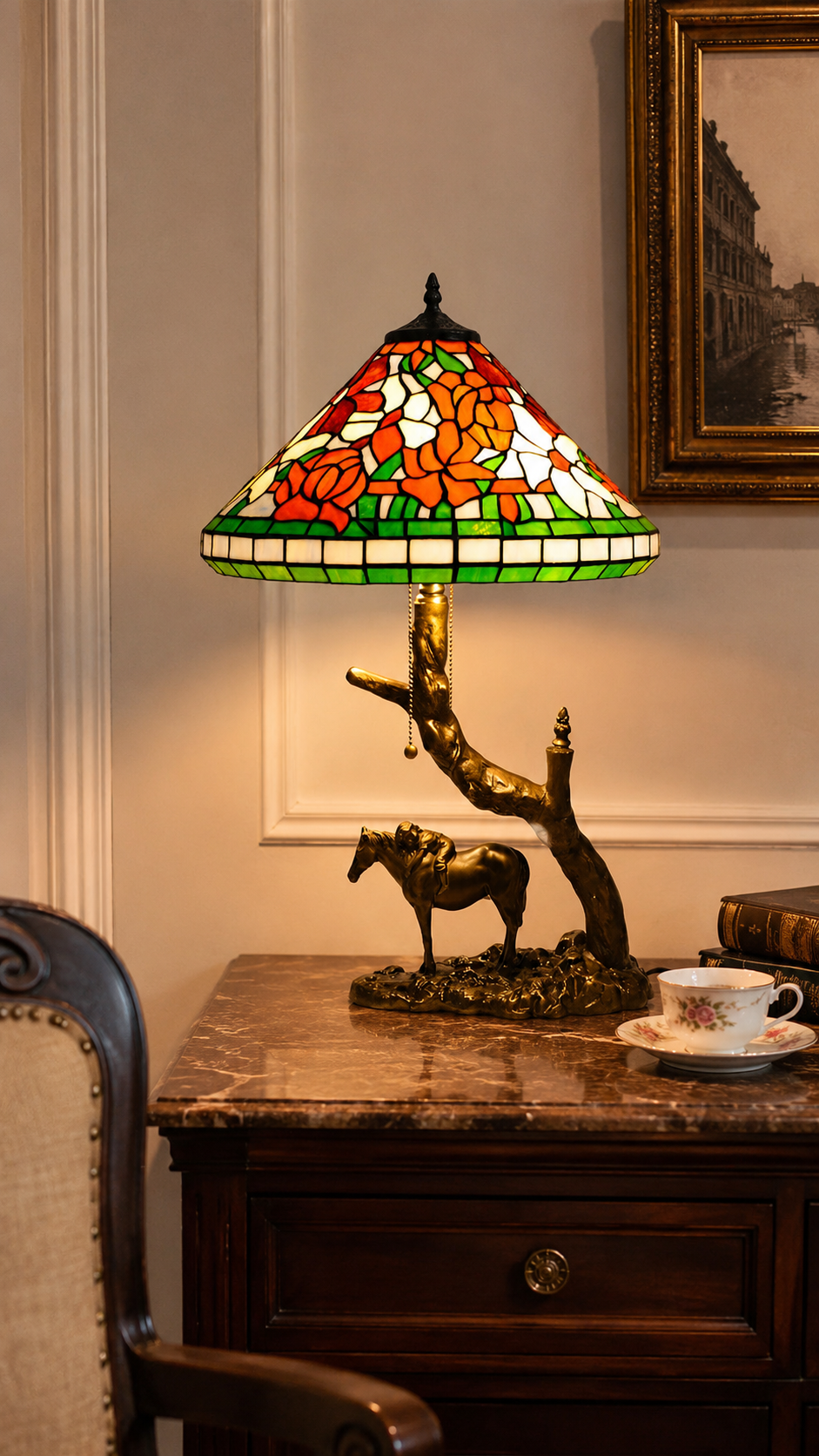 Vintage Tiffany Lamp, Handmade Desk Lamp, Floor Lamp, Stained Glass Lamp Shade, Victorian Home Decor, Gift for Mom, Handmade Home Decor