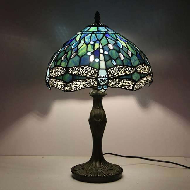 Vintage Tiffany Lamp, Handmade Table Lamp, Stained Glass Lamp Shade, Victorian Home Decor, Handmade Desk Lamp, Gift for Mom