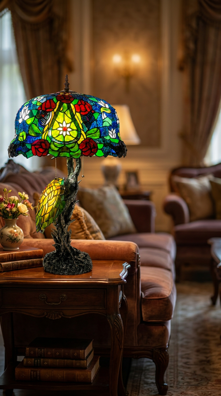 Vintage Tiffany Lamp, Handmade Desk Lamp, Floor Lamp, Stained Glass Lamp Shade, Victorian Home Decor, Gift for Mom, Handmade Home Decor