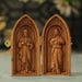 Sacred Heart of Jesus and Immaculate Heart of Mary Catholic Diptych Wood Art Religious Gift for Home Altar Prayer Room Christian Decor