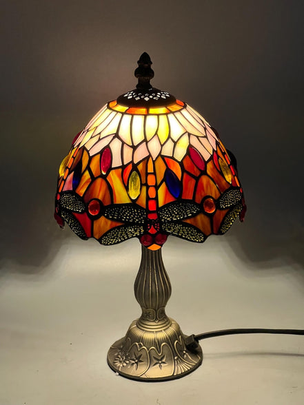 Dragonfly Tiffany Table Lamp, Home Decor, Handmade Antique Lighting, 8” Animal Tiffany lamp