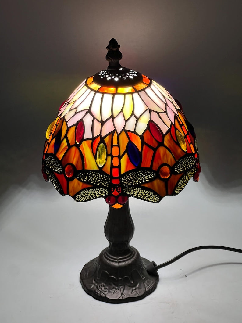 Dragonfly Tiffany Table Lamp, Home Decor, Handmade Antique Lighting, 8” Animal Tiffany lamp