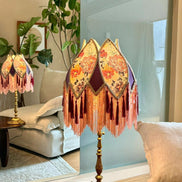Handmade LampShade With Fringes-Victorian Lampshade-Luxury Ceiling Pendent-Custom LampShade-Vintage Style Lampshade-Living Room Lampshade