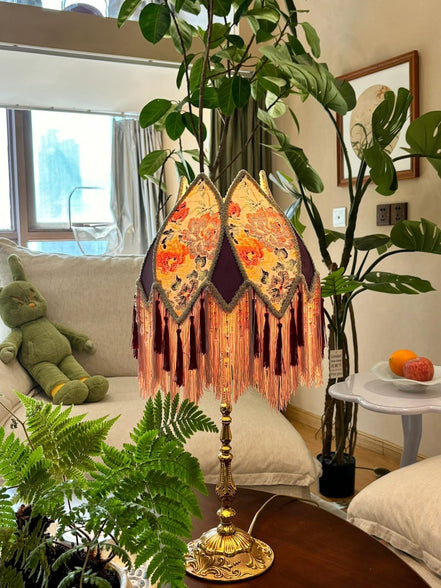 Handmade LampShade With Fringes-Victorian Lampshade-Luxury Ceiling Pendent-Custom LampShade-Vintage Style Lampshade-Living Room Lampshade