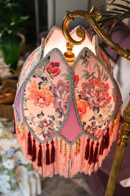 Handmade LampShade With Fringes-Victorian Lampshade-Luxury Ceiling Pendent-Custom LampShade-Vintage Style Lampshade-Living Room Lampshade
