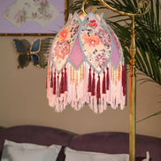 Handmade LampShade With Fringes-Victorian Lampshade-Luxury Ceiling Pendent-Custom LampShade-Vintage Style Lampshade-Living Room Lampshade