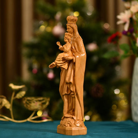 Virgin Mary with Baby Jesus Wooden Statue | Catholic Home Decor | Religious Gift | Handmade Christian Art Home Decor Christian Gifts Ideas