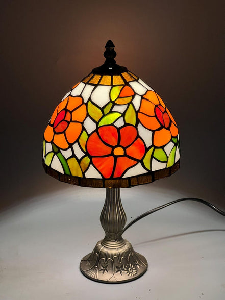 Floral Tiffany Table Lamp, Home Decor, Handmade Antique Lighting, Flower Tiffany lamp