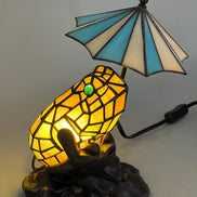 Frog Umbrella Tiffany Table Lamp, Home Decor, Handmade Antique Lighting, Animal Tiffany lamp, Garden Decor