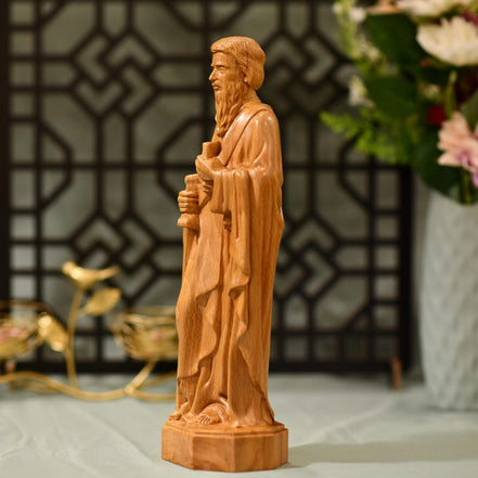 Saint Paul Wooden Statue Catholic Saint Figurine Christian Home Decor Apostle Paul Sculpture Religious Gift Hand Carved Catholic Wood Art