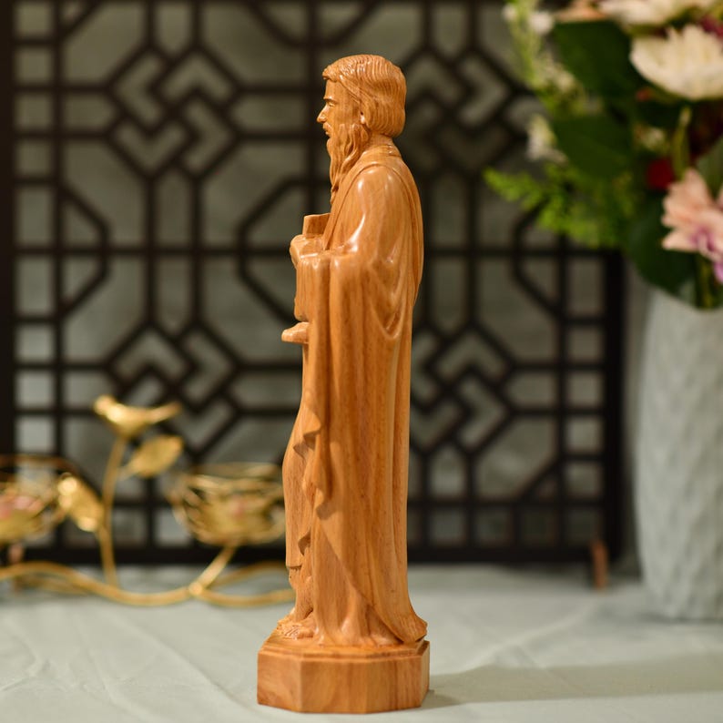 Saint Paul Wooden Statue Catholic Saint Figurine Christian Home Decor Apostle Paul Sculpture Religious Gift Hand Carved Catholic Wood Art