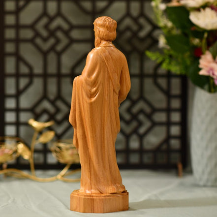 Saint Paul Wooden Statue Catholic Saint Figurine Christian Home Decor Apostle Paul Sculpture Religious Gift Hand Carved Catholic Wood Art