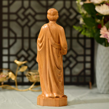 Saint Paul Wooden Statue Catholic Saint Figurine Christian Home Decor Apostle Paul Sculpture Religious Gift Hand Carved Catholic Wood Art