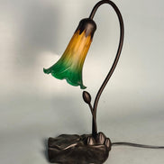 Pond Lily Flower Table Lamp, Stained Glass Table Lamp, Spring Home Decor, Handmade Antique Lighting, Vintage Tiffany lamp