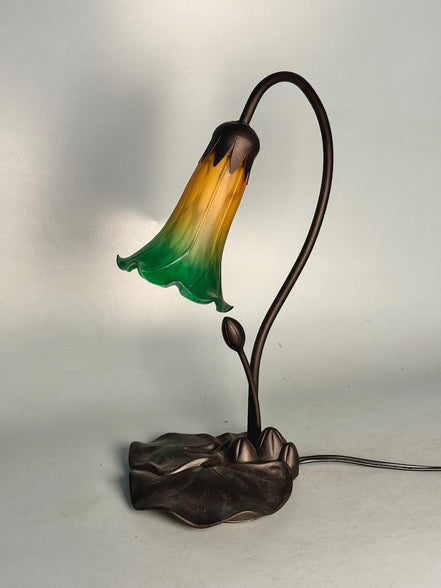 Pond Lily Flower Table Lamp, Stained Glass Table Lamp, Spring Home Decor, Handmade Antique Lighting, Vintage Tiffany lamp