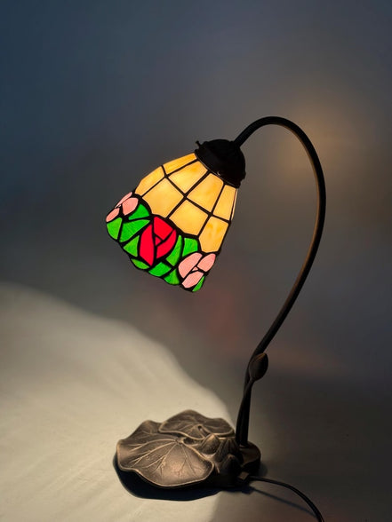 Pond Lily Flower Table Lamp, Stained Glass Table Lamp, Spring Home Decor, Handmade Antique Lighting, Vintage Tiffany lamp