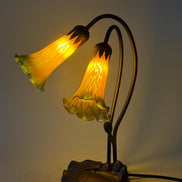 Pond Lily Flower Table Lamp, Stained Glass Table Lamp, Spring Home Decor, Handmade Antique Lighting, Vintage Tiffany lamp