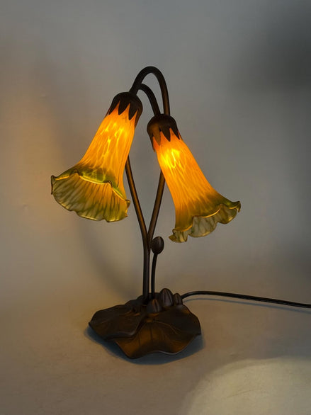 Pond Lily Flower Table Lamp, Stained Glass Table Lamp, Spring Home Decor, Handmade Antique Lighting, Vintage Tiffany lamp