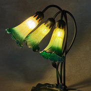 Pond Lily Flower Table Lamp, Stained Glass Table Lamp, Spring Home Decor, Handmade Antique Lighting, Vintage Tiffany lamp