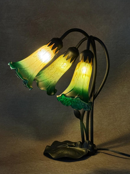 Pond Lily Flower Table Lamp, Stained Glass Table Lamp, Spring Home Decor, Handmade Antique Lighting, Vintage Tiffany lamp