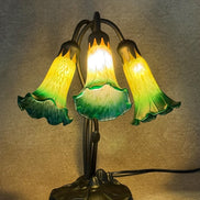 Pond Lily Flower Table Lamp, Stained Glass Table Lamp, Spring Home Decor, Handmade Antique Lighting, Vintage Tiffany lamp
