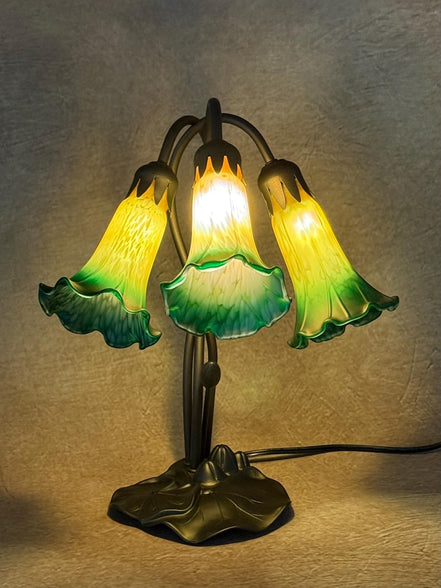 Pond Lily Flower Table Lamp, Stained Glass Table Lamp, Spring Home Decor, Handmade Antique Lighting, Vintage Tiffany lamp