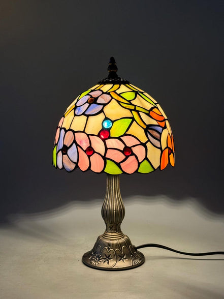Floral Tiffany Table Lamp, Home Decor, Handmade Antique Lighting, Flower Tiffany lamp