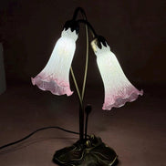 Pond Lily Flower Table Lamp, Stained Glass Table Lamp, Spring Home Decor, Handmade Antique Lighting, Vintage Tiffany lamp