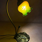 Pond Lily Flower Table Lamp, Stained Glass Table Lamp, Spring Home Decor, Handmade Antique Lighting, Vintage Tiffany lamp