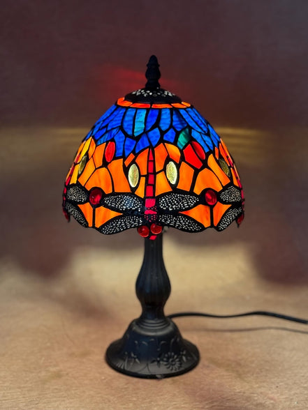 Dragonfly Tiffany Table Lamp, Home Decor, Handmade Antique Lighting, 8” Animal Tiffany lamp