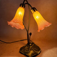 Pond Lily Flower Table Lamp, Stained Glass Table Lamp, Spring Home Decor, Handmade Antique Lighting, Vintage Tiffany lamp
