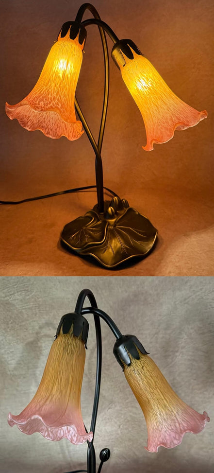 Pond Lily Flower Table Lamp, Stained Glass Table Lamp, Spring Home Decor, Handmade Antique Lighting, Vintage Tiffany lamp