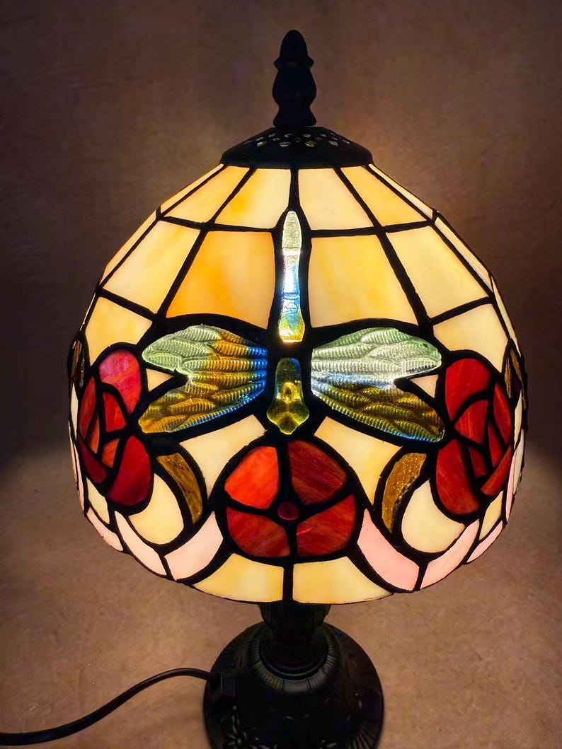 Floral Tiffany Table Lamp, Home Decor, Handmade Antique Lighting, Flower Tiffany lamp