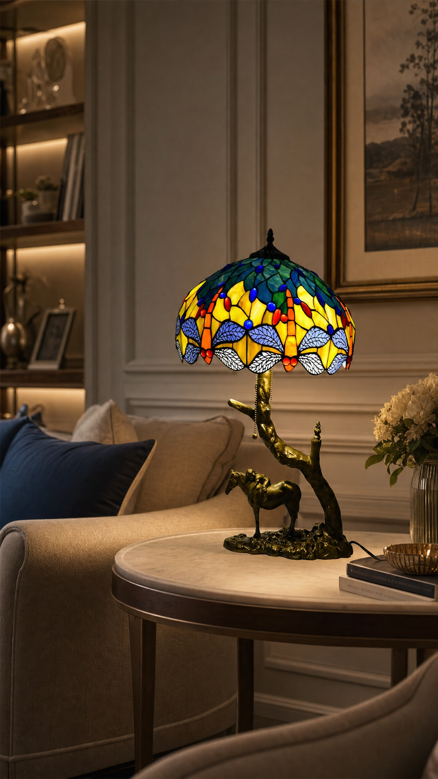 Vintage Tiffany Lamp, Handmade Desk Lamp, Floor Lamp, Stained Glass Lamp Shade, Victorian Home Decor, Gift for Mom, Handmade Home Decor