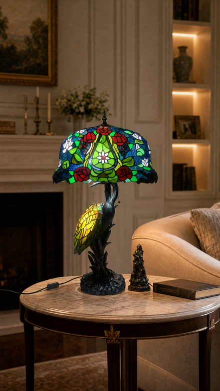 Vintage Tiffany Lamp, Handmade Desk Lamp, Floor Lamp, Stained Glass Lamp Shade, Victorian Home Decor, Gift for Mom, Handmade Home Decor
