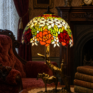 Vintage Tiffany Lamp, Handmade Desk Lamp, Floor Lamp, Stained Glass Lamp Shade, Victorian Home Decor, Gift for Mom, Handmade Home Decor
