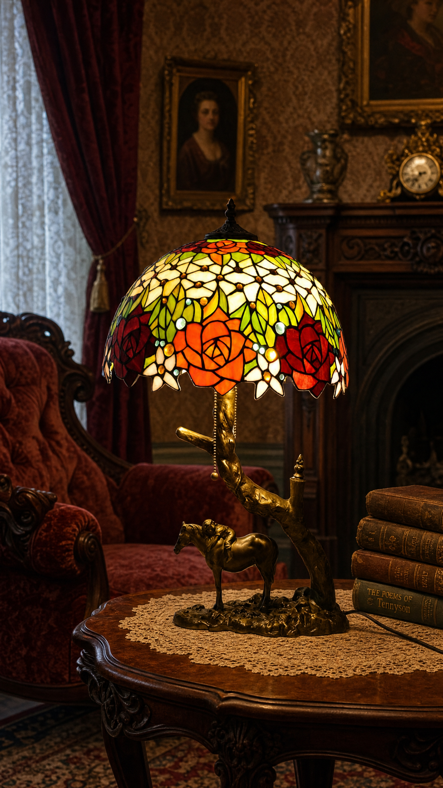 Vintage Tiffany Lamp, Handmade Desk Lamp, Floor Lamp, Stained Glass Lamp Shade, Victorian Home Decor, Gift for Mom, Handmade Home Decor