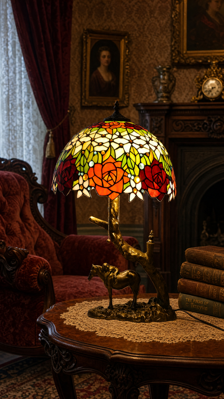 Vintage Tiffany Lamp, Handmade Desk Lamp, Floor Lamp, Stained Glass Lamp Shade, Victorian Home Decor, Gift for Mom, Handmade Home Decor
