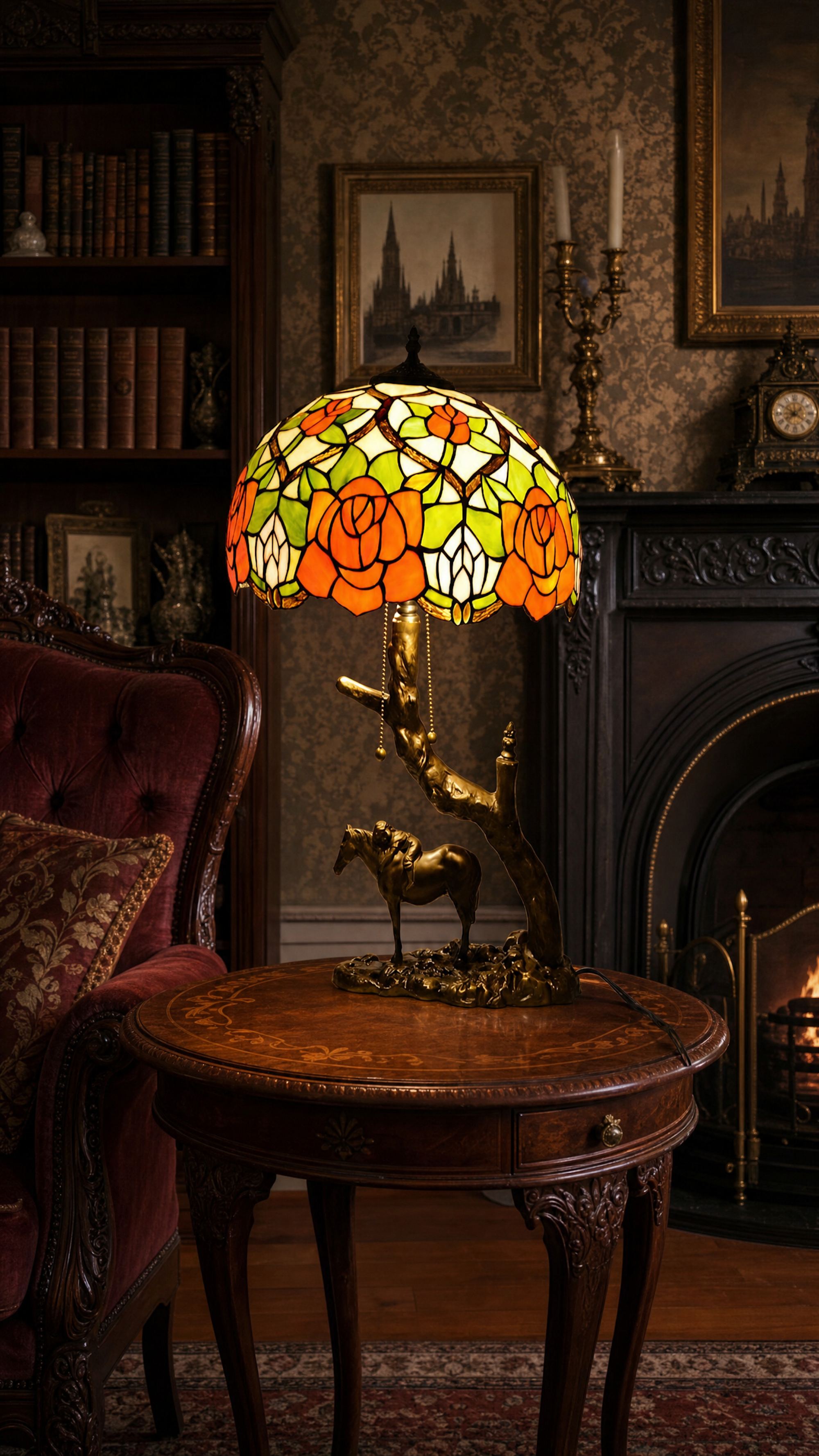 Vintage Tiffany Lamp, Handmade Desk Lamp, Floor Lamp, Stained Glass Lamp Shade, Victorian Home Decor, Gift for Mom, Handmade Home Decor